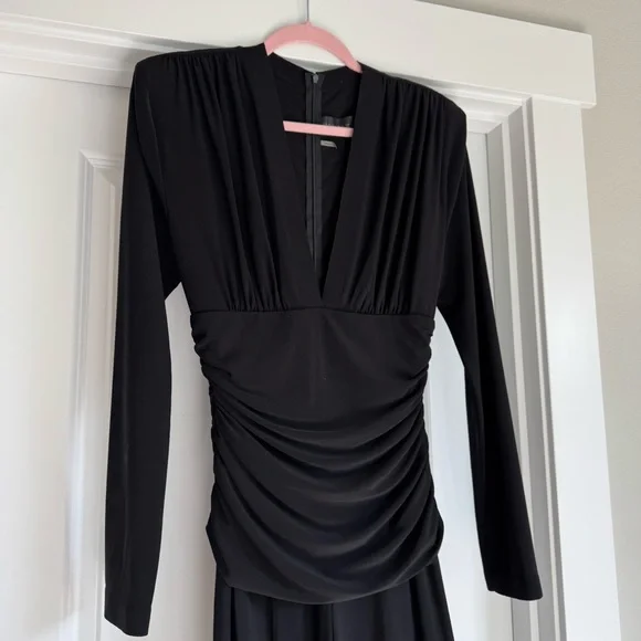 Norma Kamali Black Shoulder Pad Jumpsuit Medium 36 - Picture 6 of 9